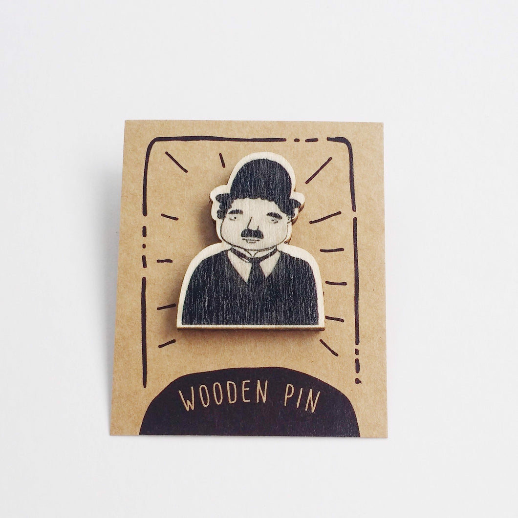 Charlie Chaplin Wooden Pin