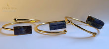 Load image into Gallery viewer, Eva & Isla Womens 18k Gold Plated Raw Kyanite Cuff Bracelet Bangle from Eva & Isla's Earth Magick Jewelry Collection