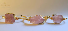 Load image into Gallery viewer, Eva & Isla Womens 18k Gold Plated Madagascar Rose Quartz Cuff Bracelet Bangle