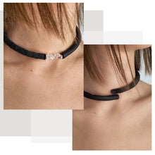 Load image into Gallery viewer, WAIWAI 60 C012 Leather Choker with Quartz Crystals