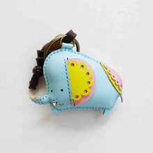 Load image into Gallery viewer, Unique Leather Charm Blue Elephant Edition