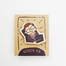 Load image into Gallery viewer, Stephen Hawking Wooden Pin