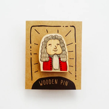 Load image into Gallery viewer, Isaac Newton Wooden Pin