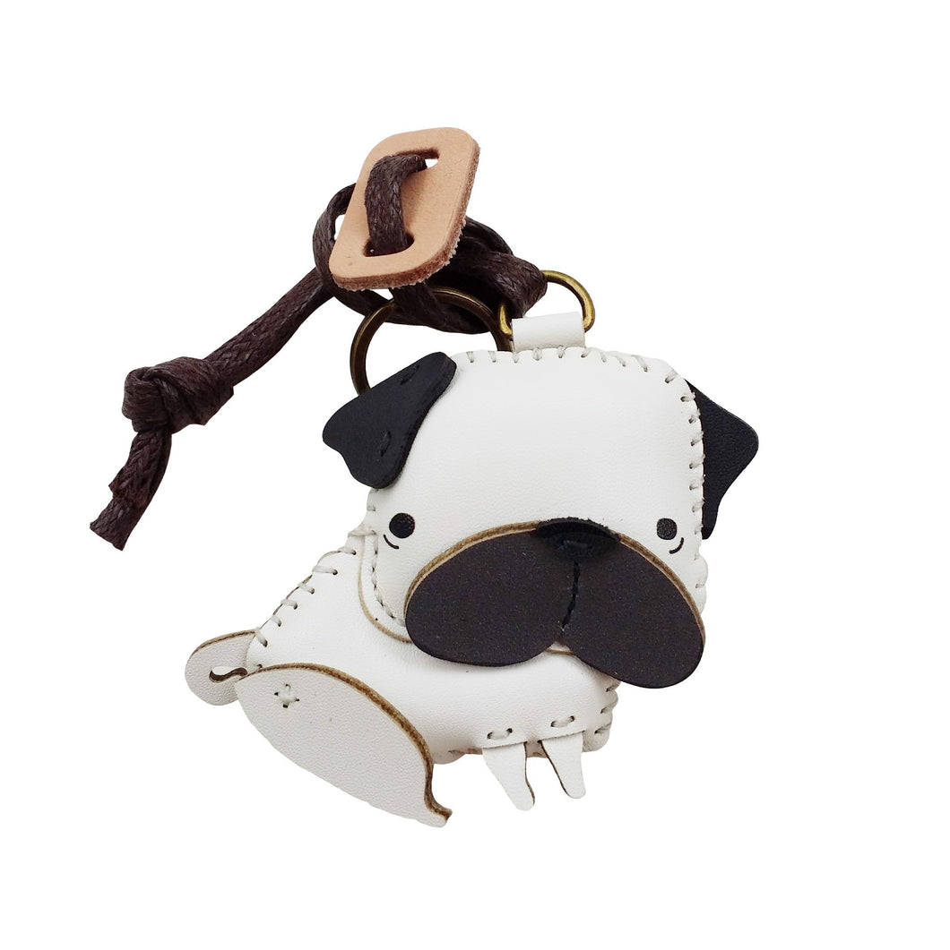 Unique Leather Charm White Pug Edition