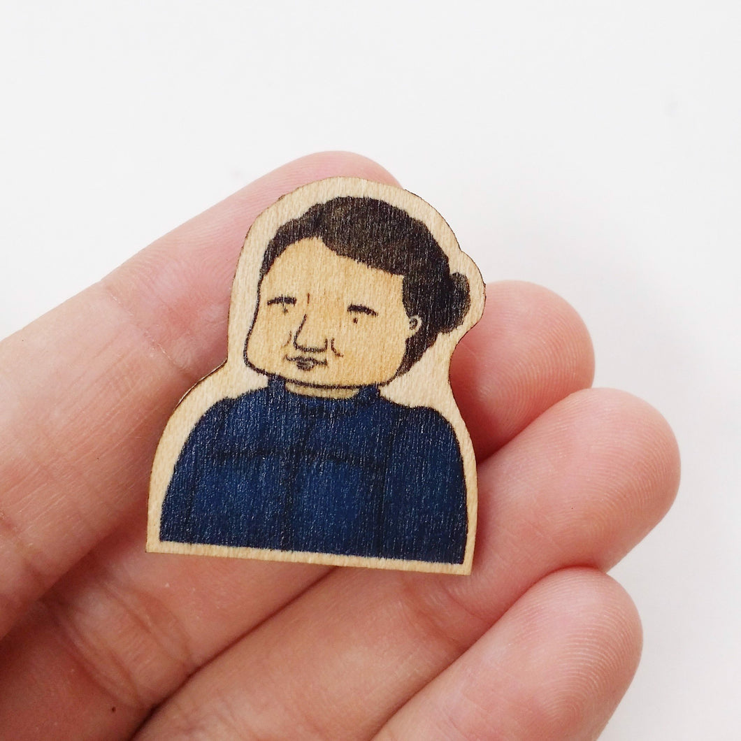 Marie Curie Wooden Pin