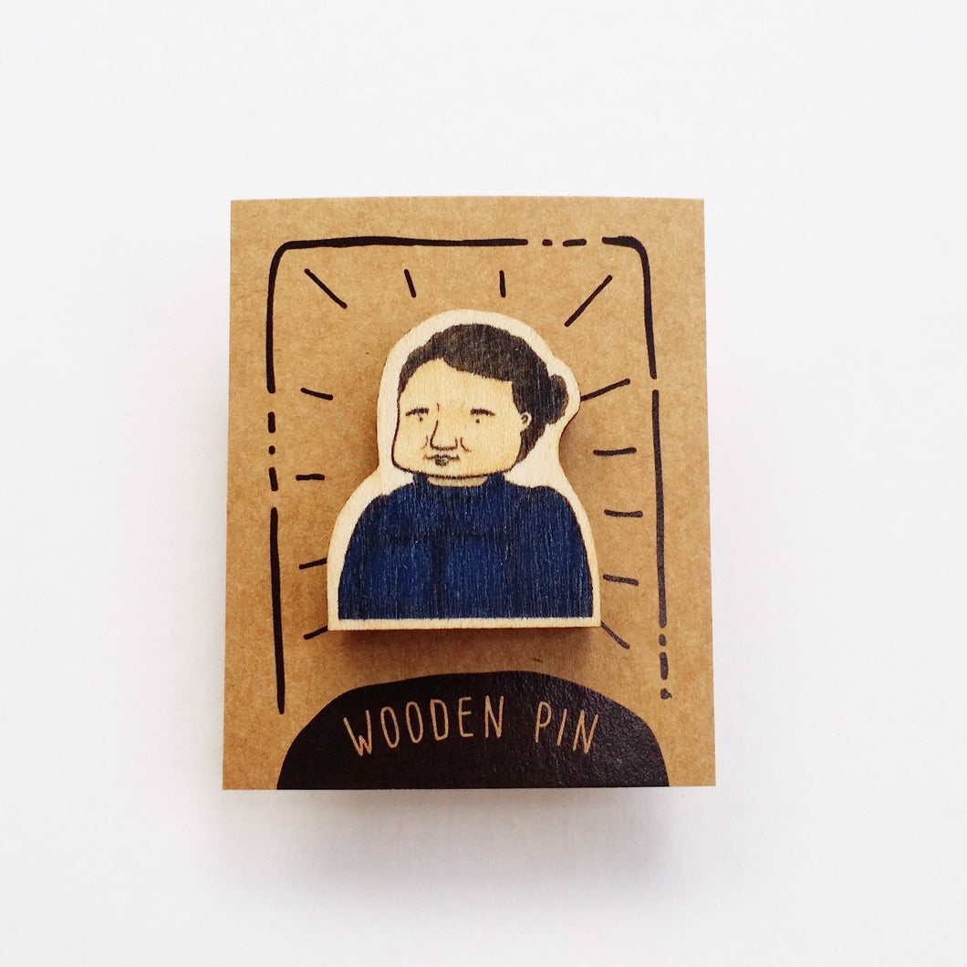 Marie Curie Wooden Pin