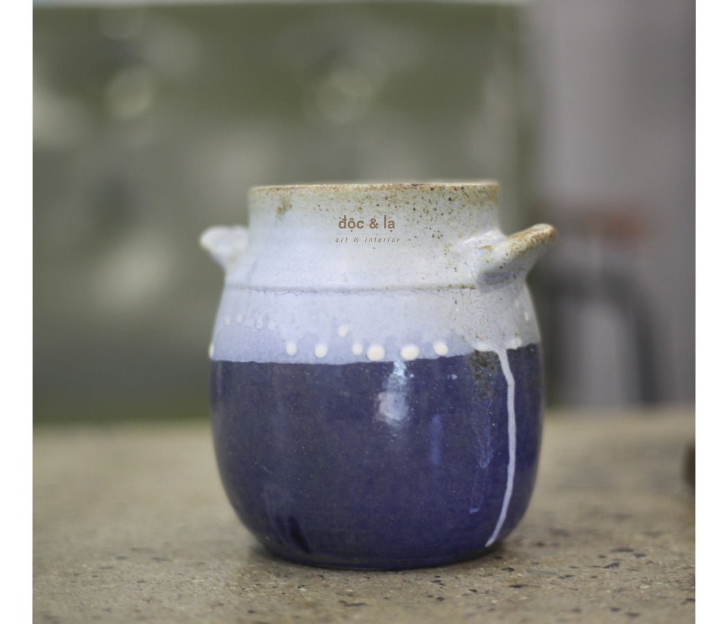 Ceramic Pot White Blue