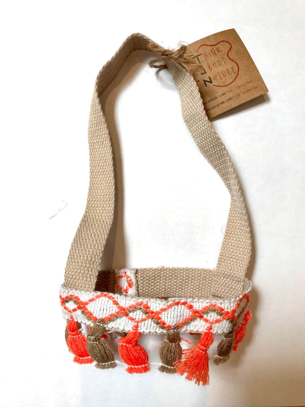 Brown Orange Tassels Cup Holder