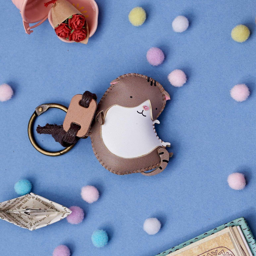 Unique Leather Charm Brown Lazy Cat Edition