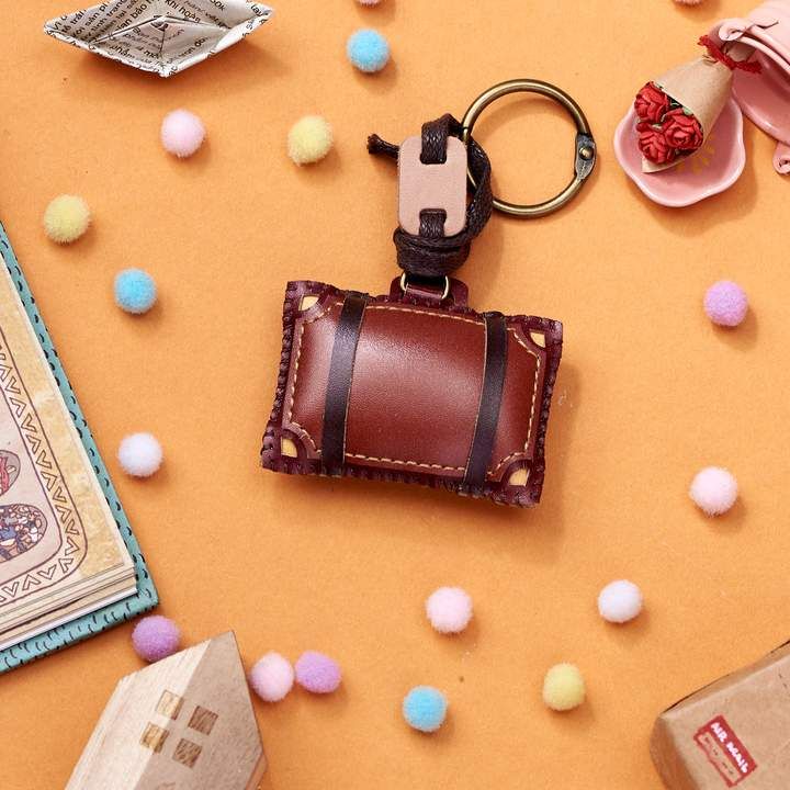 Unique Leather Charm Brown Luggage Edition