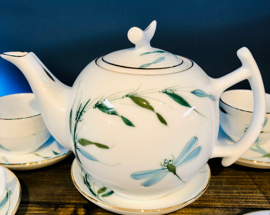 Dragonfly Bat Trang Tea Set