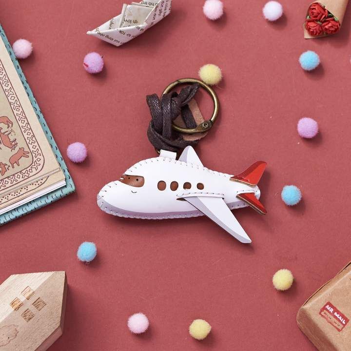 Unique Leather Charm White Airplane  Edition