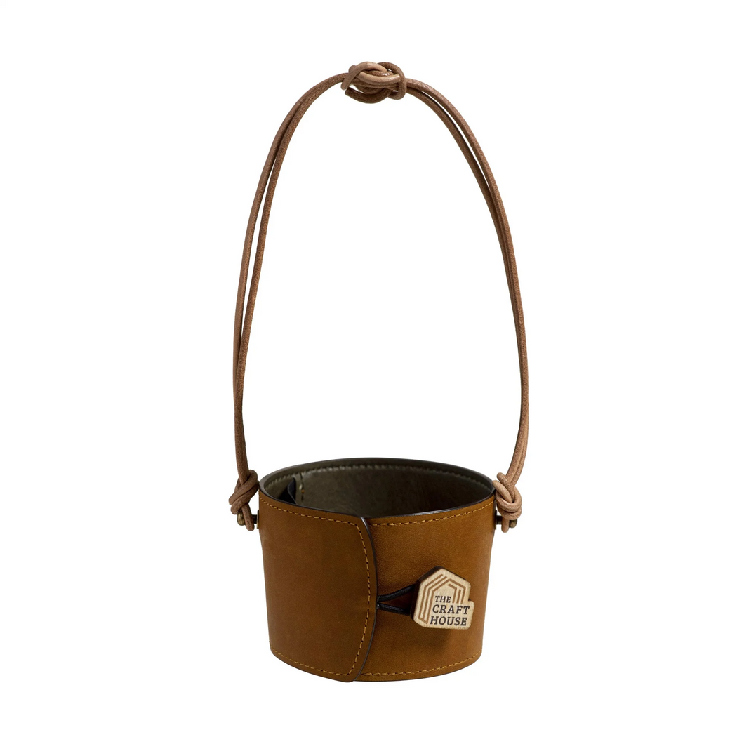Premium Leather Cup Holder Brown Edition