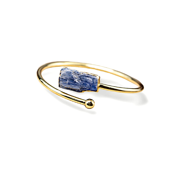 Eva & Isla Womens 18k Gold Plated Raw Kyanite Cuff Bracelet Bangle from Eva & Isla's Earth Magick Jewelry Collection
