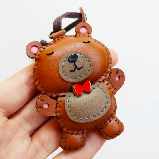 Unique Leather Charm Brown Teddy Bear Edition