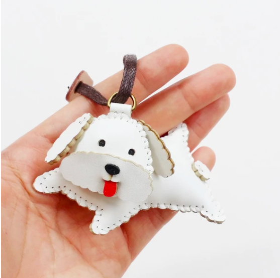 Unique Leather Charm White Poodle Edition