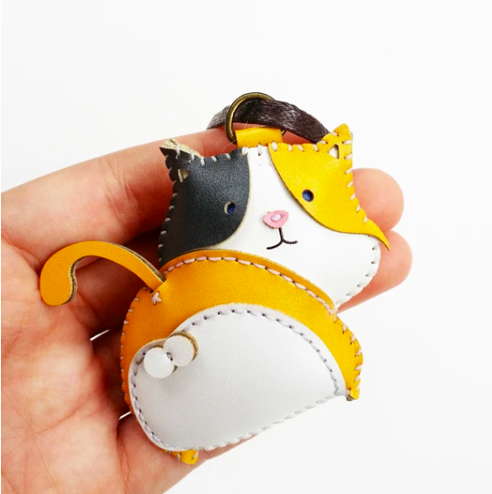Unique Leather Charm Yellow Calico Cat Edition