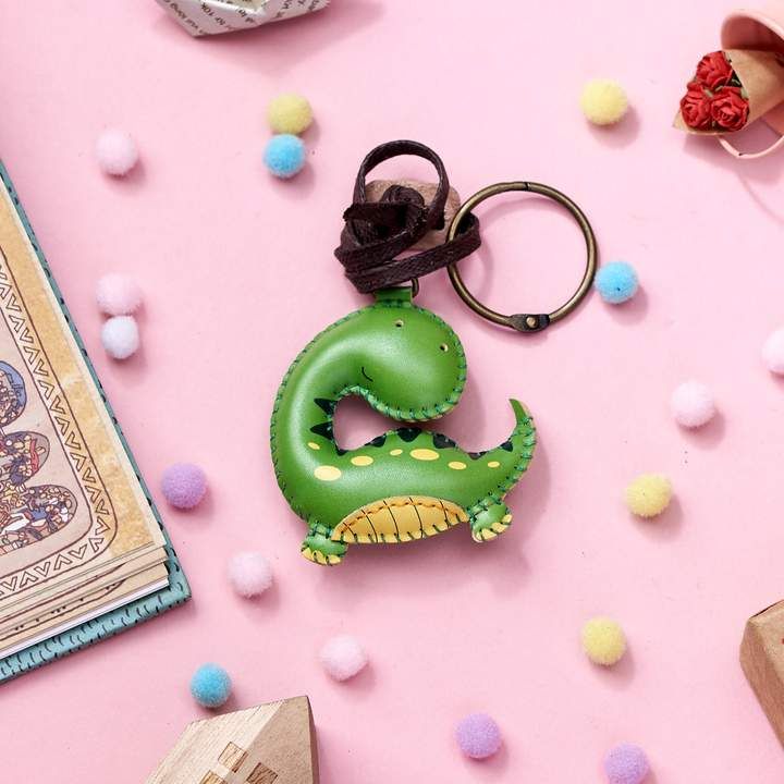 Unique Leather Charm Green Brachiosaurus Edition