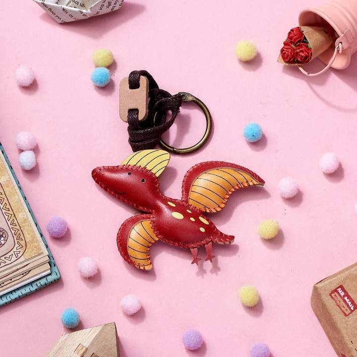 Unique Leather Charm Red Pterosaur Edition